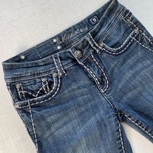 L.A. Idol Denim Jeans Medium Wash Bold Gray Stitching Womens Size 9